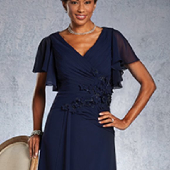 NEW Navy Blue Mother of the Bride/Groom Elegant Formal Holiday Dress SIZE 12 - Picture 2 of 15